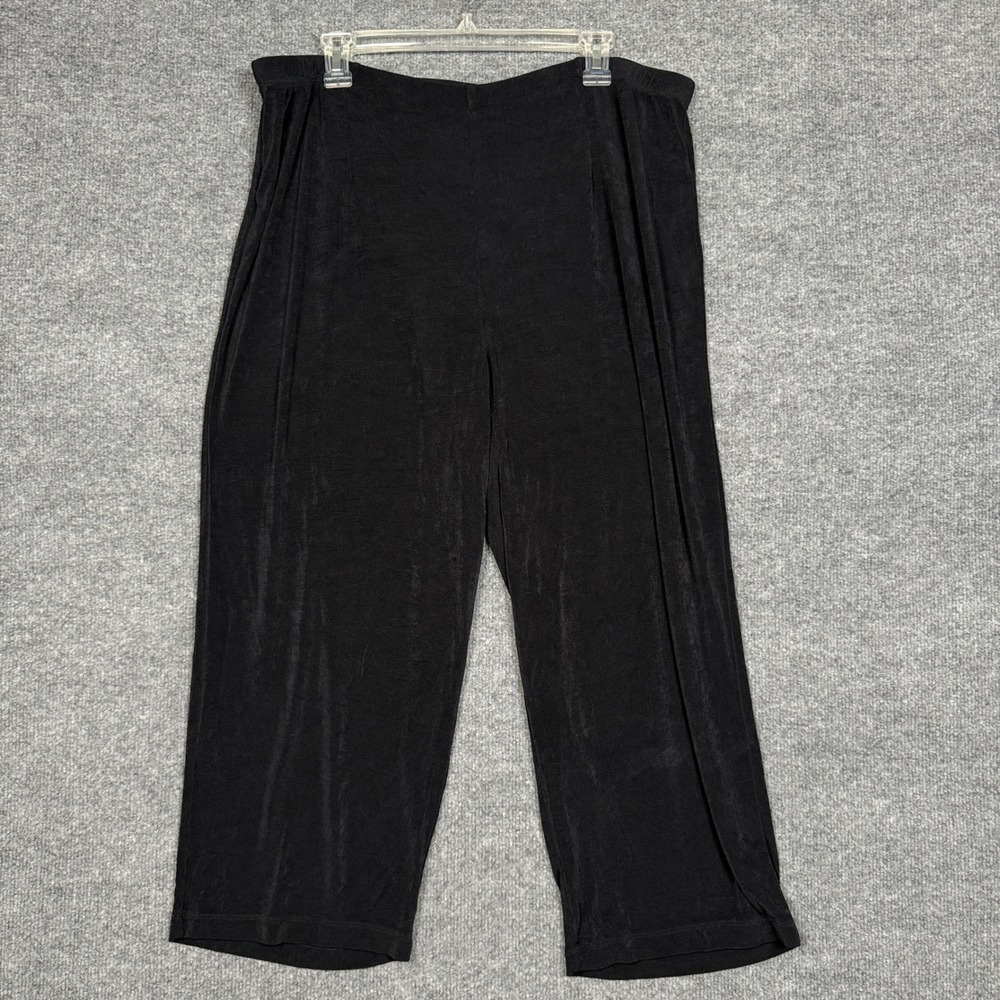 Chico's Womens Sz 4 US XXL Pull On Pants Black High Waisted Liquid Knit Stretch